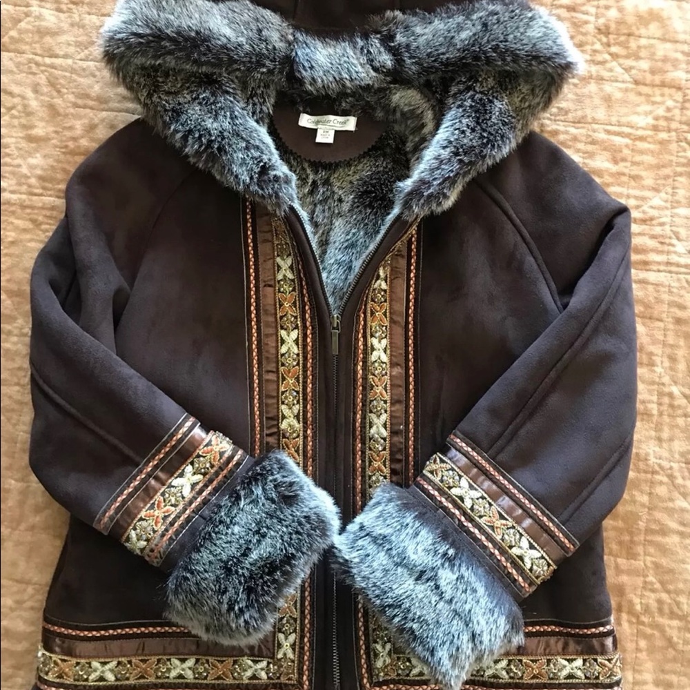 Coldwater Creek faux suede and fur jacket